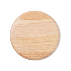 Brown round woodcutting board isolated on white background with clipping path., top view