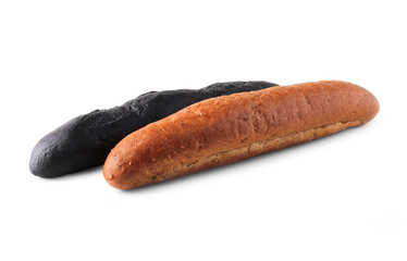 White and black bread baguettes