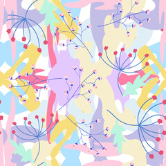 Seamless abstract floral pattern of delicate pastel colors for printing, fabrics