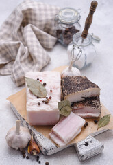 Salty pork lard with garlic