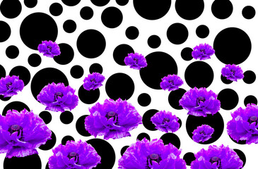 Polka dot background with flowers pattern