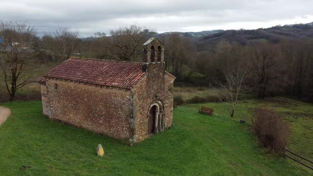 Romanesque church of San Esteban in the Asturian town of Aramil. It is located in the Asturian council of Siero, Spain
