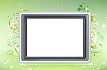 frame with green leaves and flowers