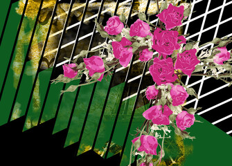 Geometric pattern with flowers pattern