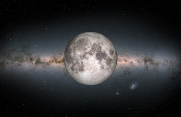 Our satellite is the moon with Milky Way galaxy in the background "Elements of this image furnished by NASA "