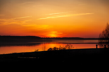 Obraz na płótnie Canvas Sunset over Kondas river