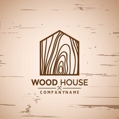Wood house logo woodwork, Wooden logo design, Woodworking logo, Logo Designs Vector Illustration Template