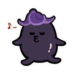 野菜キャラクター　口笛を吹くかわいい茄子
