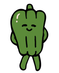 野菜キャラクター　かわいいピカピカのピーマン
