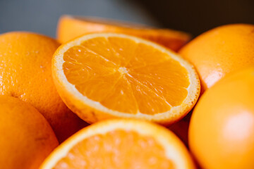 close up of a cut orange