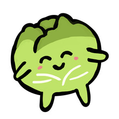 野菜キャラクター　かわいい新鮮キャベツ　
