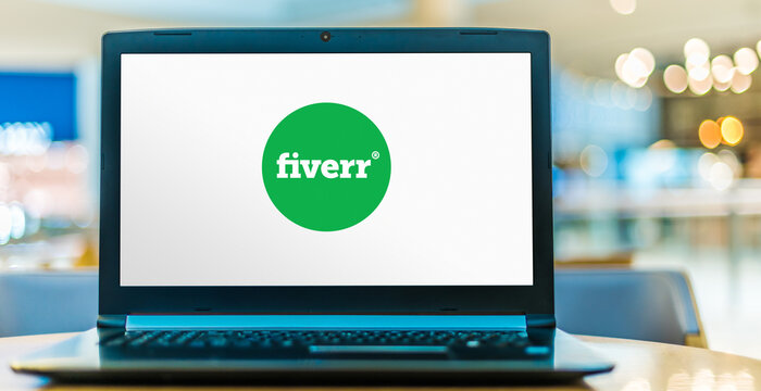 Laptop Computer Displaying Logo Of Fiverr