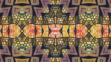 Geometric and colored pattern of an African textured fabric (seamless cotton, photo) 