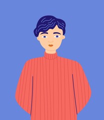 Vector portrait of a man. Cartoon flat illustration