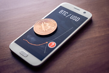 Bitcoin Cryptocurrency Financial Chart On Phone