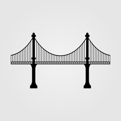 Bridge with suspension tower icon illustration.