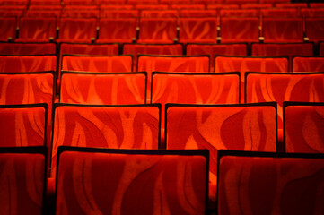 background of red cinema sofa with nobody