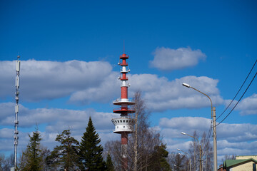 red cell tower in the sky