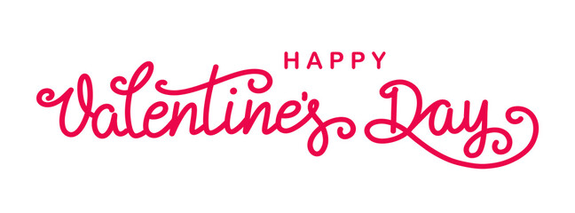 Valentine's day hand drawn lettering banner. Text isolated on white for postcard, poster, design element. Vector illustration.