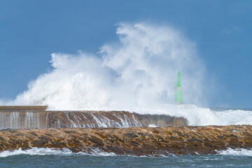 Swell in the Cantabrian Sea in the area of the Buoy Lighthouse of La Barra de San Vicente de la...