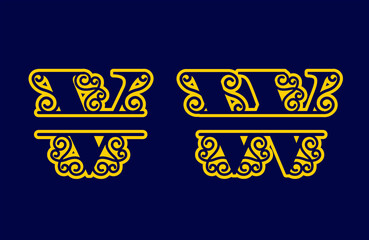 Obraz premium Alphabet Split Monogram, Split Letter Monogram, Alphabet Frame Font. Laser cut template. Initial monogram letters.