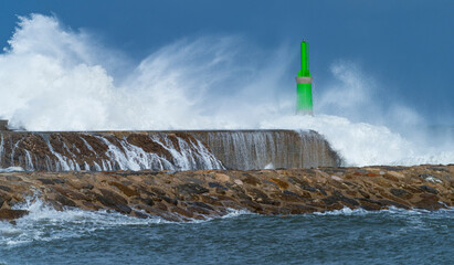 Swell in the Cantabrian Sea in the area of the Buoy Lighthouse of La Barra de San Vicente de la...