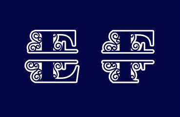 Alphabet Split Monogram, Split Letter Monogram, Alphabet Frame Font. Laser cut template. Initial monogram letters.