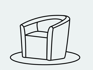 Sitting couch Flat vector line art illustration