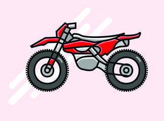 Red Mountain Riding Bike Flat Illustration Vector
