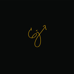 Gj initial handwriting black background