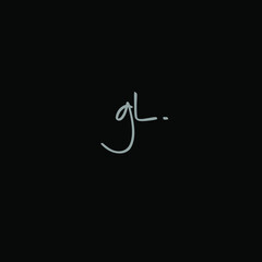 gL initial handwriting black background