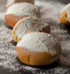 Maritozzi with cream and powder sugar