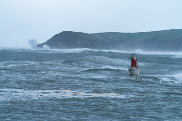 Swell in the Cantabrian Sea in the area of the Buoy Lighthouse of La Barra de San Vicente de la...