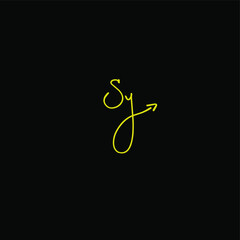 Sy initial handwriting black background