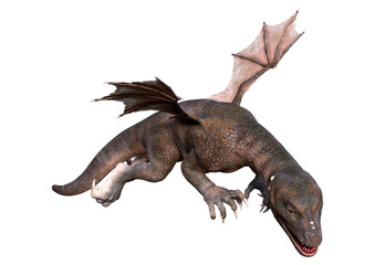 3D Rendering Fairy Tale Dragon on White