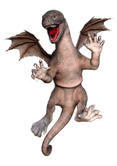 3D Rendering Fairy Tale Dragon on White