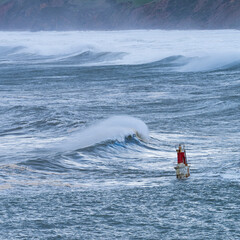 Swell in the Cantabrian Sea in the area of the Buoy Lighthouse of La Barra de San Vicente de la...