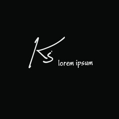 Ks handwritten logo for identity black background