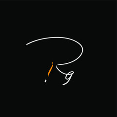 Rg handwritten logo for identity black background