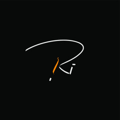 Ri handwritten logo for identity black background
