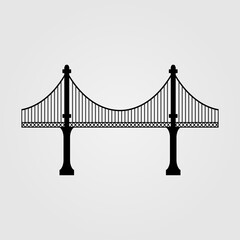 Bridge with suspension tower icon illustration.