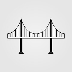Bridge with suspension tower icon illustration.