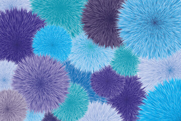background of furry balls in shades of blue