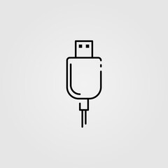 Usb cable icon for mobile device charge, data transfer.