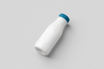 White plastic yogurt or milk bottle mockup with blank label.