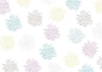 Creative hand drawn flower icons in pastel colors, isolated seamless pattern for own background