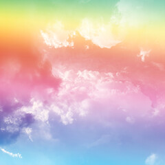 Fototapeta na wymiar cloud and sky with a pastel rainbow-colored background