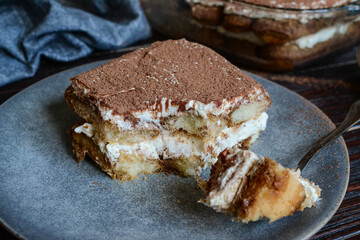 fresh tiramisu cutaway. Italian Cuisine