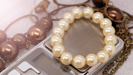 Women's Pearl Bracelet on Scales