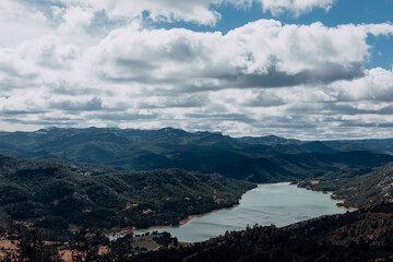 Fototapeta na wymiar Pena Reservoir Panorama in Teruel, Spain